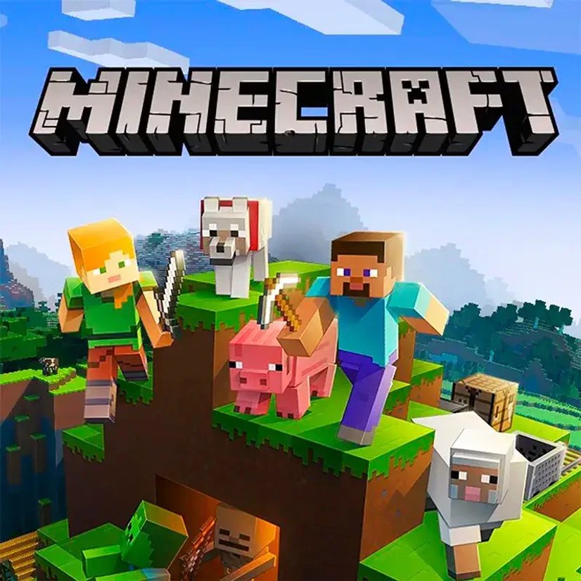 Minecraft video game cover art with characters