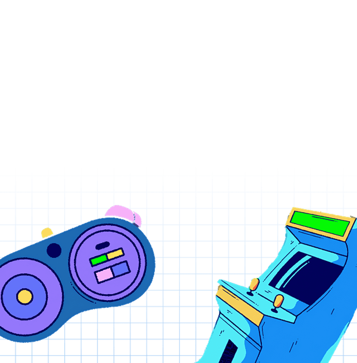 Arcade console and gaming controller illustration
